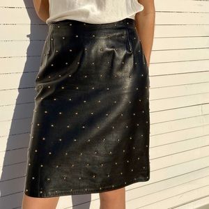 Positano Pelle Gold Studded Leather Skirt